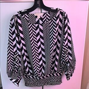 Michael Kors Black and White Chevron Blouse